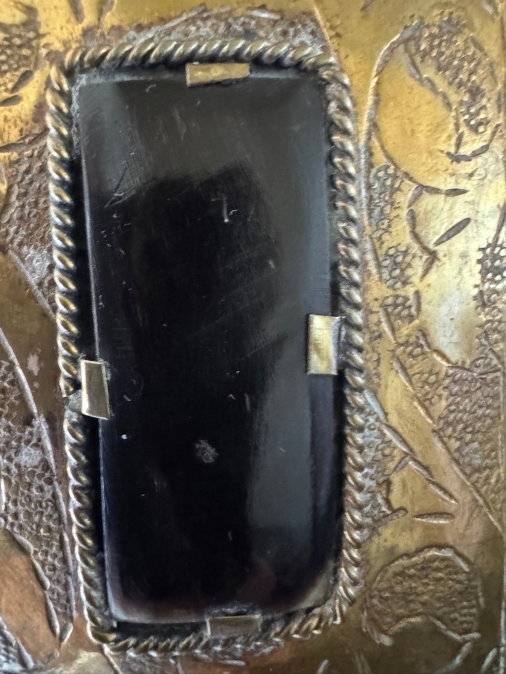 Women's Brown Woven Leather Belt with Decorative Brass Buckle - Picture 3 of 8